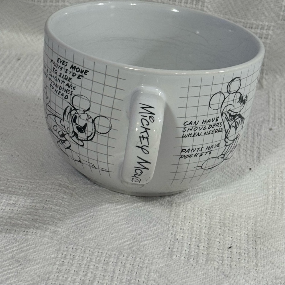 Disney Parks Sketchbook Mickey Mouse Soup Cup Mug White Black Large 29 oz - Picture 3 of 4